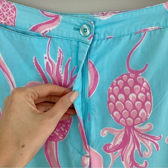 Vintage Lilly Pulitzer Cropped Pants Pink Blue Pineapple print Size 4 - Picture 7 of 16